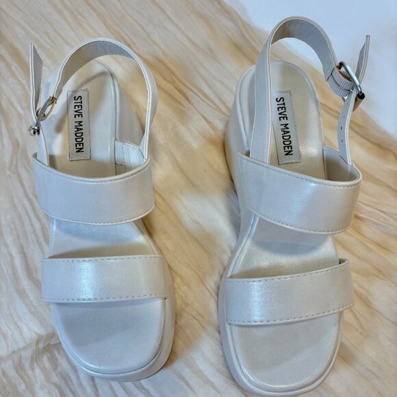 Steve Madden Women's Bone Pearlescence Platform Sandals Size 7 - Picture 5 of 10